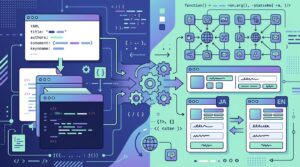 フロントマターのYAMLコードと、多言語対応のユーザーインターフェースが並んだ画面のスクリーンショット。